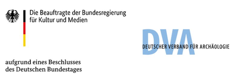 Das Logo der Beauftragten der Bundesregierung für Kultur und Medien und das Logo des Deutschen Verbandes für Archäologie (DVA).
